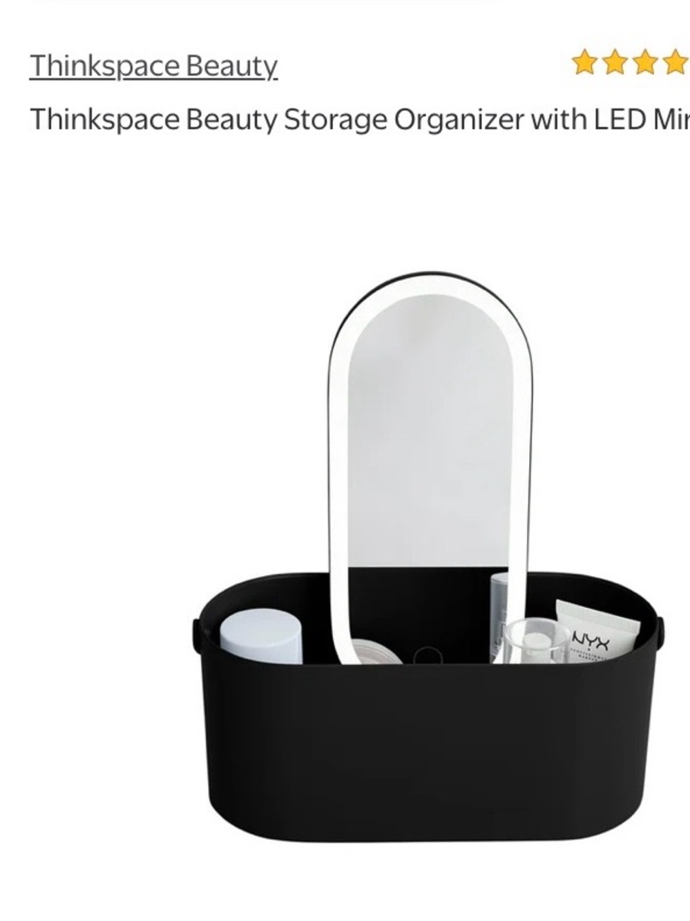 Thinkspace Beauty LED Mirror Storage Organizer - Black